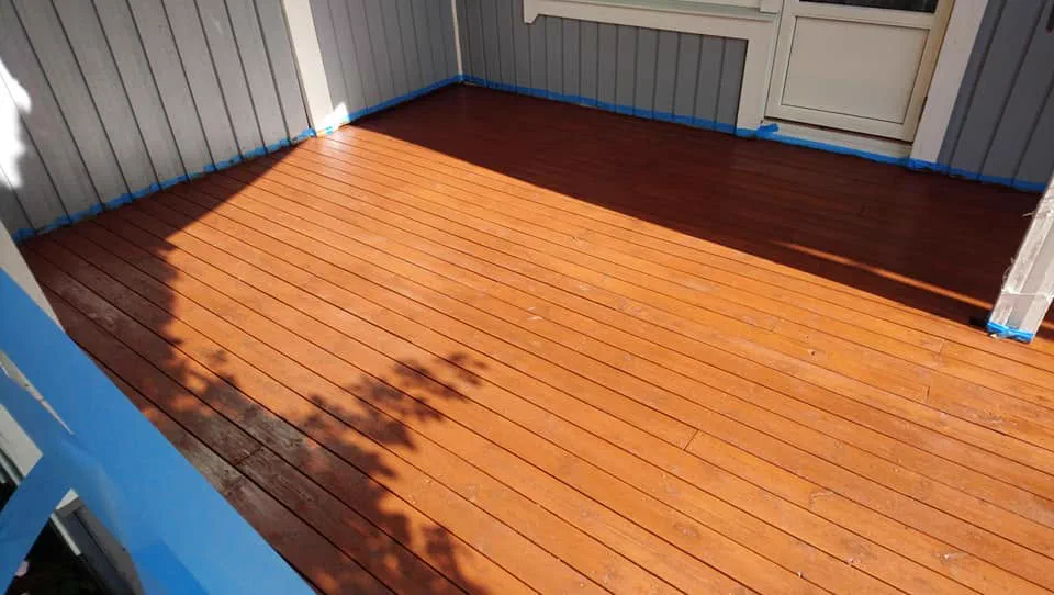 The same Ottawa backyard deck after sanding and a fresh coat of stain